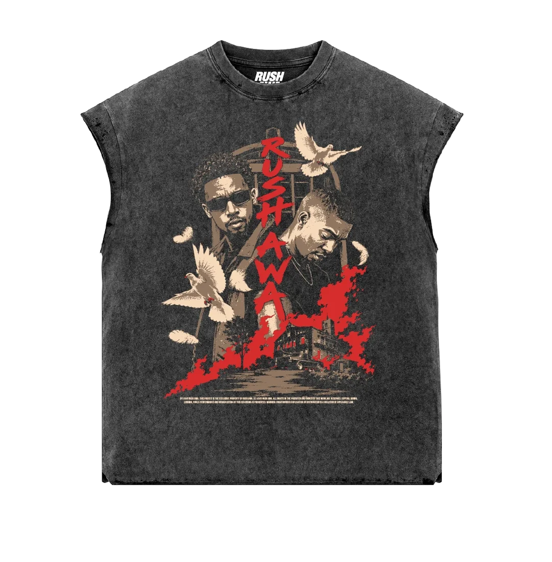 RUSH AWA OVRSZD ACID WASH SLVLSS T